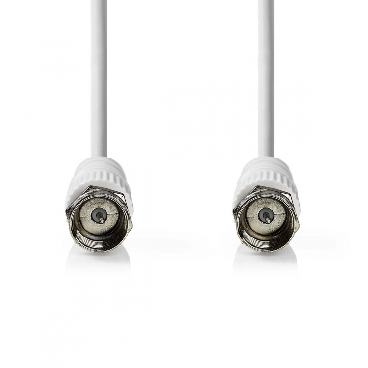 Nedis Satellite & Antennekabel | F Han | F Han | Nikkel belagt | 75 Ohm | Dobbelt skjermet | 2.00 m | Rund | PVC | Hvit | Label