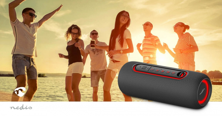 Nedis Bluetooth® Speaker | Batteri 1 driftstid standard bruk: 240 min | Håndholdt design | 30 W | Stereo | Innebygd mikrofon | X5 | Linkable | Sort