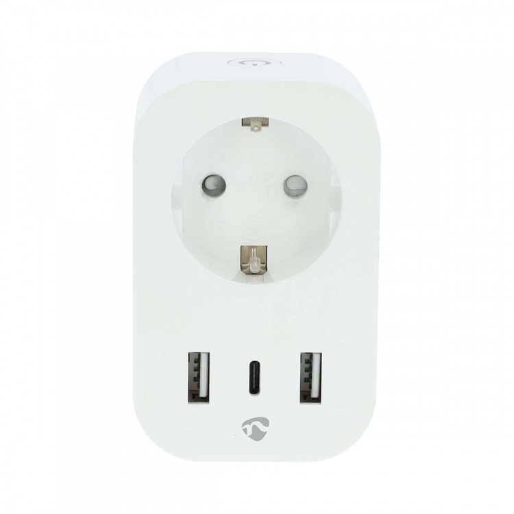 Nedis SmartLife Smart Plug | IP21 | Efektmåler | 3680 W | Type F (CEE 7/7) / 1x USB-C™ / 2x USB | 0 - 55 °C | Android™ / IOS | Hvit | 1 stk Nedis SmartLife Smart Plug | IP21 | Efektmåler | 3680 W | Type F (CEE 7/7) / 1x USB-C™ / 2x USB | 0 - 55 °C | Android™ / IOS | Hvit | 1 stk