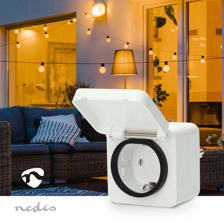 Nedis SmartLife Smart Plug | IP44 | Efektmåler | 3680 W | Type F (CEE 7/7) | -25 - 55 °C | Android™ / IOS | Hvit | 1 stk Nedis SmartLife Smart Plug | IP44 | Efektmåler | 3680 W | Type F (CEE 7/7) | -25 - 55 °C | Android™ / IOS | Hvit | 1 stk