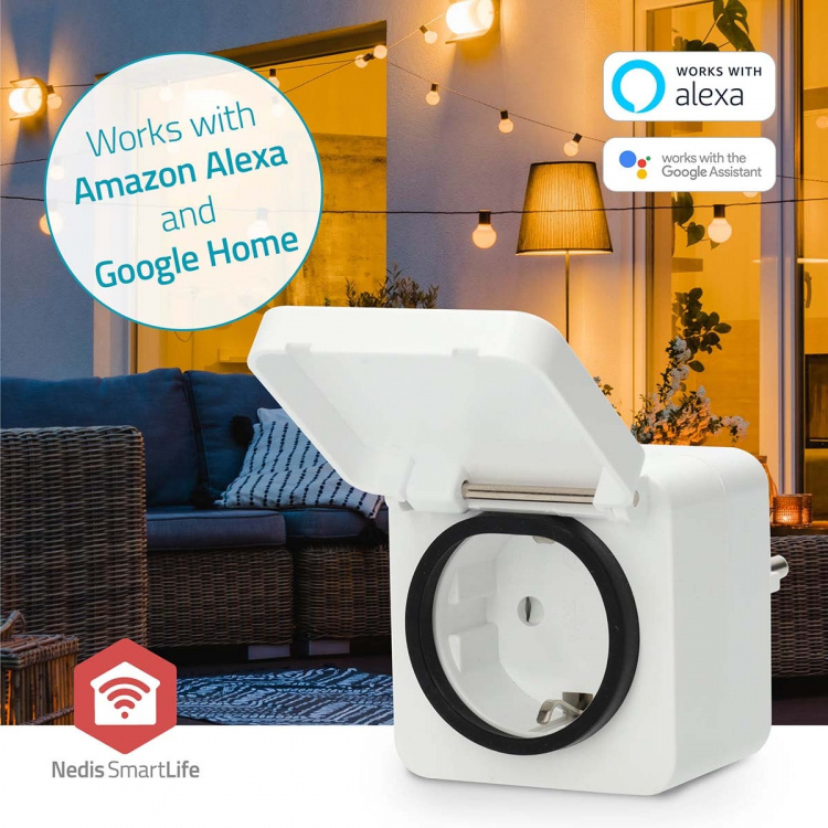 Nedis SmartLife Smart Plug | IP44 | Efektmåler | 3680 W | Type F (CEE 7/7) | -25 - 55 °C | Android™ / IOS | Hvit | 1 stk Nedis SmartLife Smart Plug | IP44 | Efektmåler | 3680 W | Type F (CEE 7/7) | -25 - 55 °C | Android™ / IOS | Hvit | 1 stk