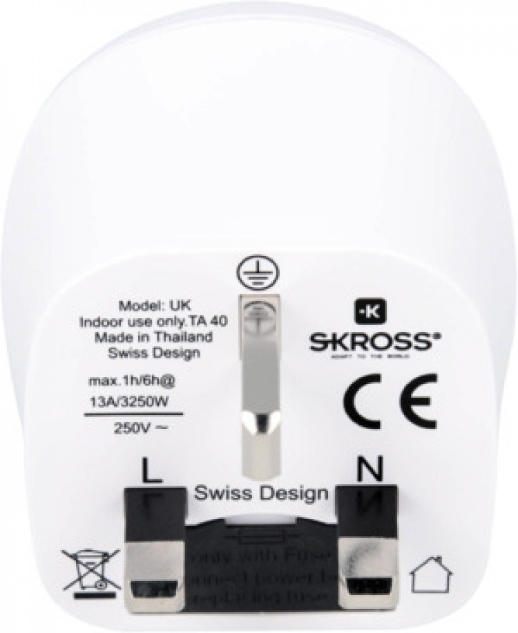 SKROSS reiseadapter fra Europa til Storbritannia