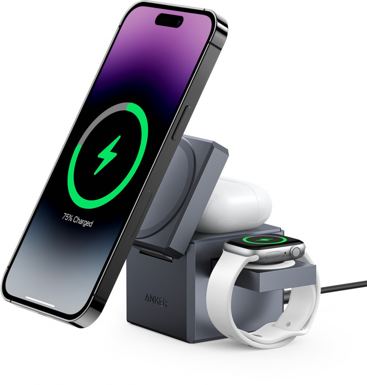 Anker 3-i-1 Cube med MagSafe trådløs ladeplate