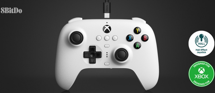 8Bitdo Ultimate Wired Controller - Hall Edition trådløs spillkontroll, hvit, Xbox/PC 8Bitdo Ultimate Wired Controller - Hall Edition trådløs spillkontroll, hvit, Xbox/PC