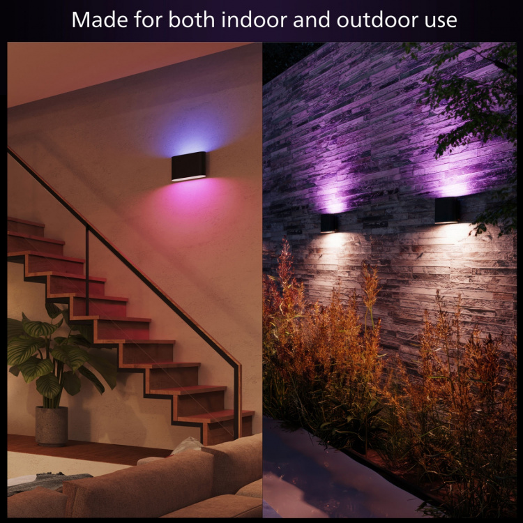 Philips Hue Dymera innendørs- og utendørs vegglampe hvit og fargeambiance svart Philips Hue Dymera innendørs- og utendørs vegglampe hvit og fargeambiance svart