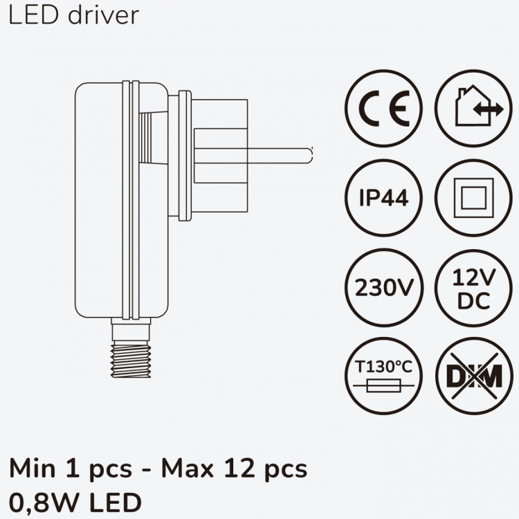 Llitt Allan Steplight-sett 4-pk inkl. strømadapter 12V 3000K 5lm IP67 Llitt Allan Steplight-sett 4-pk inkl. strømadapter 12V 3000K 5lm IP67