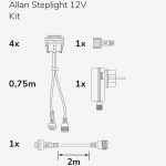 Llitt Allan Steplight-sett 4-pk inkl. strømadapter 12V 3000K 5lm IP67 Llitt Allan Steplight-sett 4-pk inkl. strømadapter 12V 3000K 5lm IP67