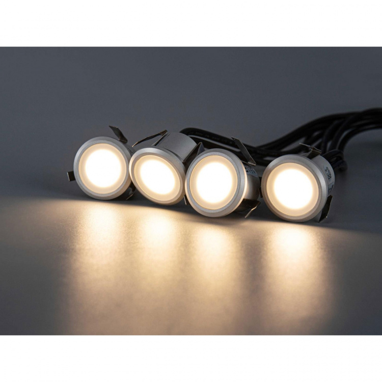 Llitt Allan Decklight-sett 4-pk inkl. strømadapter 12V 3000K 10lm IP67