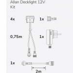 Llitt Allan Decklight-sett 4-pk inkl. strømadapter 12V 3000K 10lm IP67