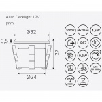 Llitt Allan Decklight 1-pk 12V 3000K 10lm IP67