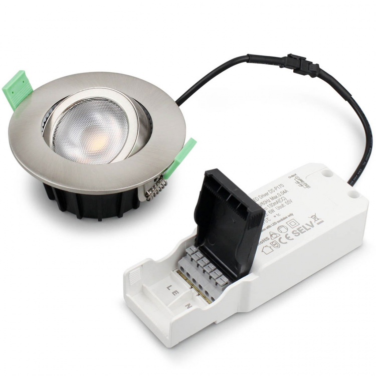 Llitt Ellen Innfelt downlight Dim-to-Warm 520lm IP65 1-pakning Børstet stål