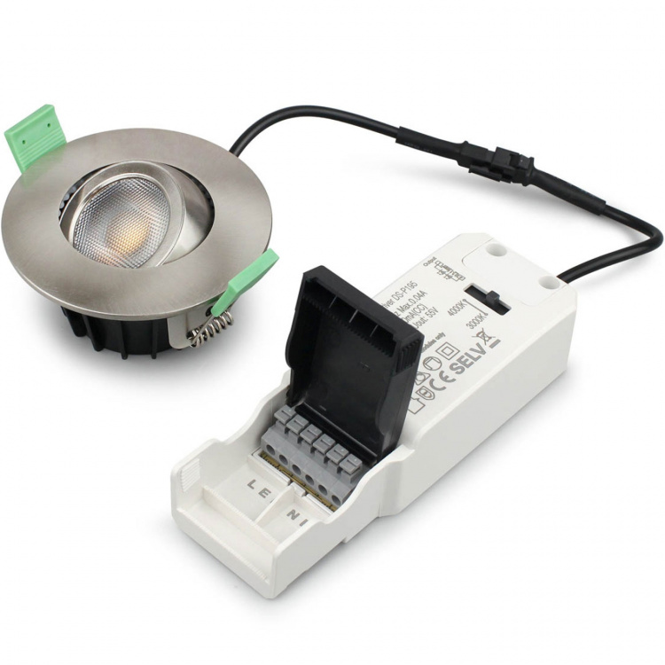 Llitt Sanna dimbar innfelt downlight 3000K/4000K 520lm IP65 3-pk børstet stål