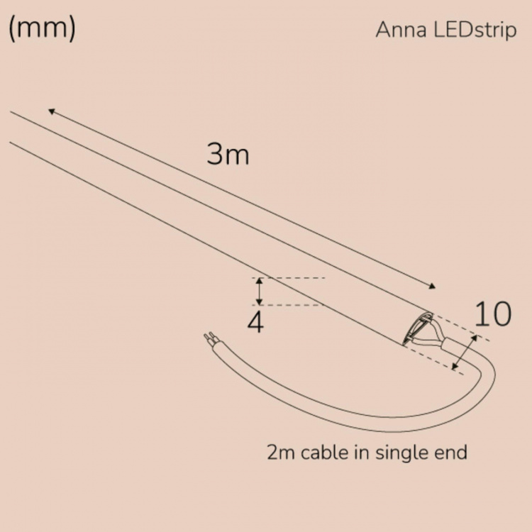 Llitt Anna Ledstrip COB-LED Milky uten transformator IP65 3 meter 3000K Llitt Anna Ledstrip COB-LED Milky uten transformator IP65 3 meter 3000K