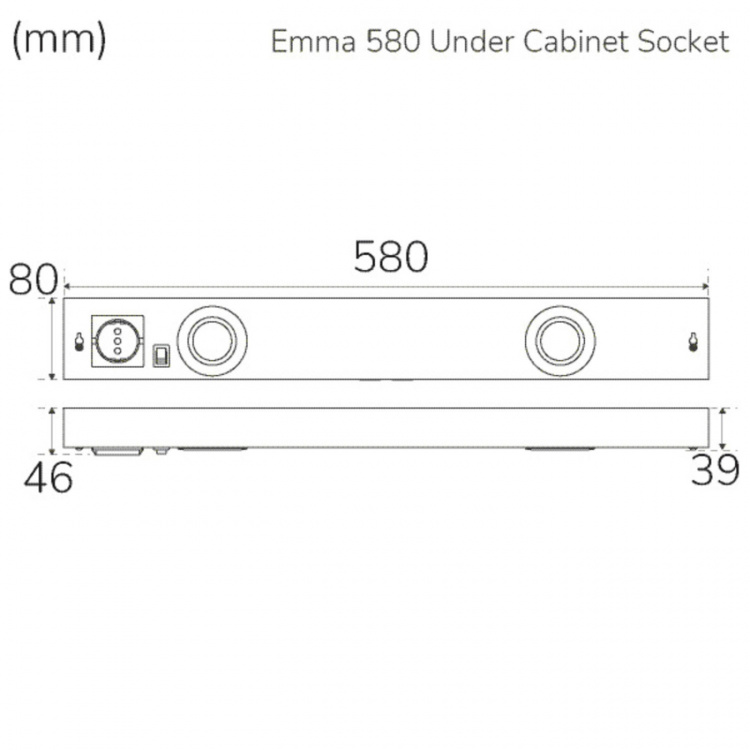 Llitt Emma 580 Kjøkkenbenklampe 2xspot + stikkontakt 3000K 650lm 580cm Llitt Emma 580 Kjøkkenbenklampe 2xspot + stikkontakt 3000K 650lm 580cm