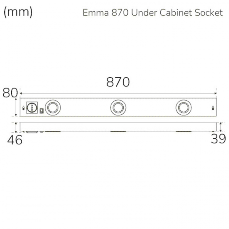 Llitt Emma 870 Kjøkkenbenklampe 2xspot + stikkontakt 3000K 650lm 870cm Llitt Emma 870 Kjøkkenbenklampe 2xspot + stikkontakt 3000K 650lm 870cm