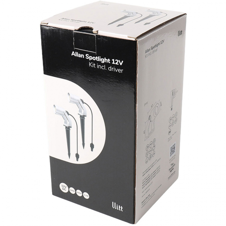 Llitt Allan Spotlight kit 2-pk inkl. strømadapter 12V 3000K 10lm IP67 Llitt Allan Spotlight kit 2-pk inkl. strømadapter 12V 3000K 10lm IP67