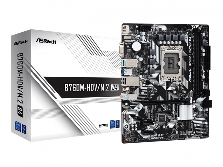 ASROCK B760M-HDV/M.2 D4 Micro-ATX LGA1700 Intel B760 ASROCK B760M-HDV/M.2 D4 Micro-ATX LGA1700 Intel B760