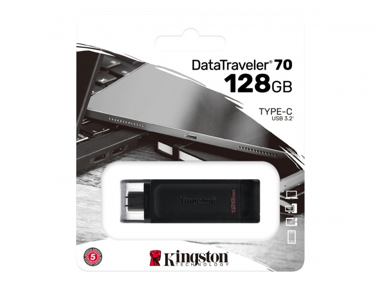 Kingston DataTraveler 70 128 GB USB-C 3.2 Gen 1 svart