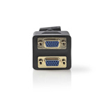 Nedis VGA-kabel | VGA Han | 2x VGA Hun | Gull belagt | Maksimum oppløsning: 1280x768 | 0.20 m | Rund | ABS | Sort | Konvolutt