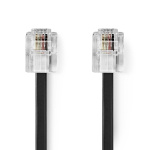 Nedis Telecom Cable | RJ11 Han | RJ11 Han | 2.00 m | Kabelutforming: Flatt | Gull belagt | Kabeltype: RJ11 | Sort | Label