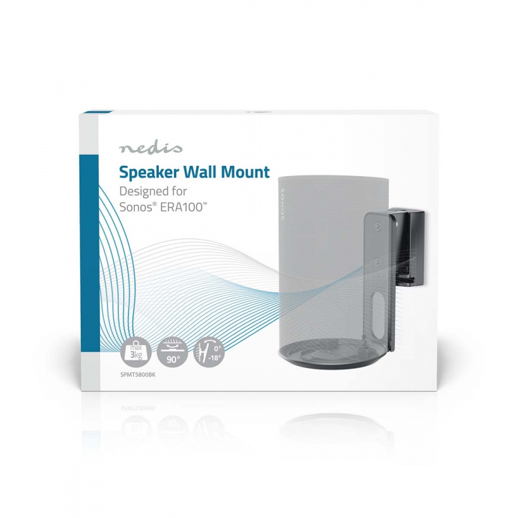 Nedis Speaker Mount | Kompatibel med: Sonos® Era100 | Vegg | 3 kg | Tilt / Vribar | Tiltbar | Roterbar | ABS / Metall | Sort