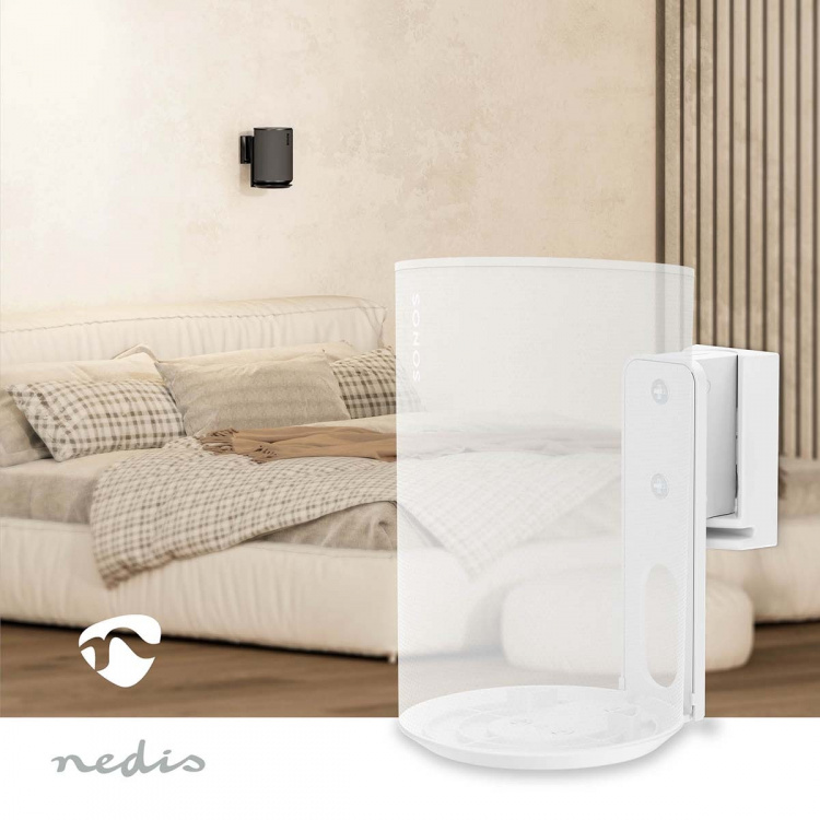 Nedis Speaker Mount | Kompatibel med: Sonos® Era100 | Vegg | 3 kg | Tilt / Vribar | Tiltbar | Roterbar | ABS / Metall | Hvit Nedis Speaker Mount | Kompatibel med: Sonos® Era100 | Vegg | 3 kg | Tilt / Vribar | Tiltbar | Roterbar | ABS / Metall | Hvit