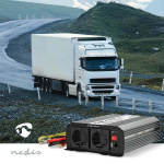Nedis Power Inverter Modifisert sinusbølge | Inngangsspenning: 12 V DC | Enhetens strømuttak: Type F (CEE 7/3) / USB-A | 230 V AC 50 Hz | 1000 W | Topp effekt: 2000 W | Skru Terminal | Sølv