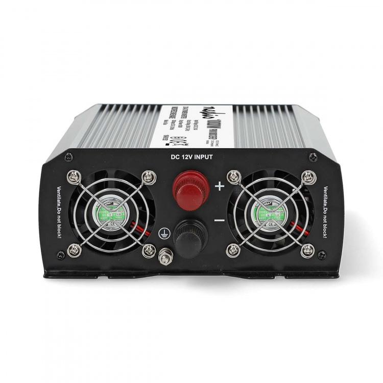 Nedis Power Inverter Modifisert sinusbølge | Inngangsspenning: 12 V DC | Enhetens strømuttak: Type F (CEE 7/3) / USB-A | 230 V AC 50 Hz | 1000 W | Topp effekt: 2000 W | Skru Terminal | Sølv