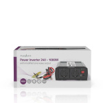 Nedis Power Inverter Modifisert sinusbølge | Inngangsspenning: 24 V DC | Enhetens strømuttak: Type F (CEE 7/3) / USB-A | 230 V AC 50 Hz | 1000 W | Topp effekt: 2000 W | Skru Terminal | Sølv
