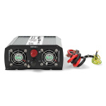 Nedis Power Inverter Modifisert sinusbølge | Inngangsspenning: 24 V DC | Enhetens strømuttak: Type F (CEE 7/3) / USB-A | 230 V AC 50 Hz | 1000 W | Topp effekt: 2000 W | Skru Terminal | Sølv