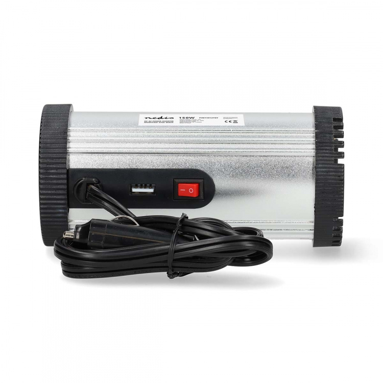 Nedis Power Inverter Modifisert sinusbølge | Inngangsspenning: 12 V DC | Enhetens strømuttak: Type F (CEE 7/3) / USB-A | 230 V AC 50 Hz | 150 W | Topp effekt: 300 W | Cigarette Lyser Plugg | Sølv Nedis Power Inverter Modifisert sinusbølge | Inngangsspenning: 12 V DC | Enhetens strømuttak: Type F (CEE 7/3) / USB-A | 230 V AC 50 Hz | 150 W | Topp effekt: 300 W | Cigarette Lyser Plugg | Sølv