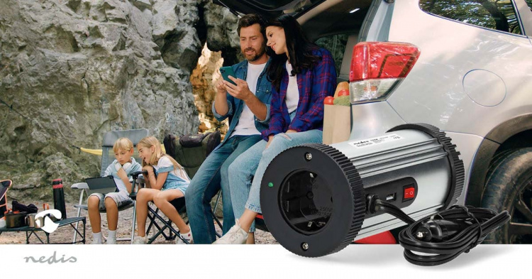 Nedis Power Inverter Modifisert sinusbølge | Inngangsspenning: 12 V DC | Enhetens strømuttak: Type F (CEE 7/3) / USB-A | 230 V AC 50 Hz | 150 W | Topp effekt: 300 W | Cigarette Lyser Plugg | Sølv Nedis Power Inverter Modifisert sinusbølge | Inngangsspenning: 12 V DC | Enhetens strømuttak: Type F (CEE 7/3) / USB-A | 230 V AC 50 Hz | 150 W | Topp effekt: 300 W | Cigarette Lyser Plugg | Sølv