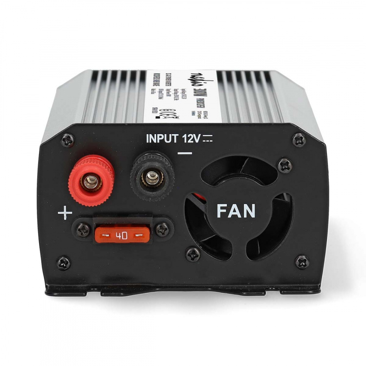 Nedis Power Inverter Modifisert sinusbølge | Inngangsspenning: 12 V DC | Enhetens strømuttak: Type F (CEE 7/3) / USB-A | 230 V AC 50 Hz | 300 W | Topp effekt: 600 W | Batteriklemmene + Sigarettenner | Sølv Nedis Power Inverter Modifisert sinusbølge | Inngangsspenning: 12 V DC | Enhetens strømuttak: Type F (CEE 7/3) / USB-A | 230 V AC 50 Hz | 300 W | Topp effekt: 600 W | Batteriklemmene + Sigarettenner | Sølv
