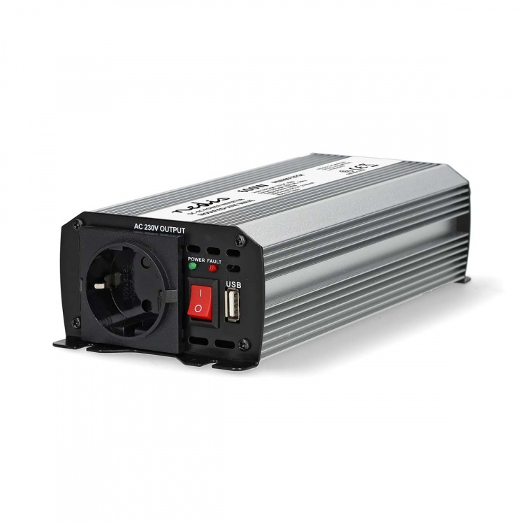 Nedis Power Inverter Modifisert sinusbølge | Inngangsspenning: 12 V DC | Enhetens strømuttak: Type F (CEE 7/3) / USB-A | 230 V AC 50 Hz | 600 W | Topp effekt: 1200 W | Batteriklemmene + Sigarettenner | Sølv Nedis Power Inverter Modifisert sinusbølge | Inngangsspenning: 12 V DC | Enhetens strømuttak: Type F (CEE 7/3) / USB-A | 230 V AC 50 Hz | 600 W | Topp effekt: 1200 W | Batteriklemmene + Sigarettenner | Sølv