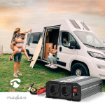 Nedis Power Inverter Pure Sine Wave | Inngangsspenning: 12 V DC | Enhetens strømuttak: Type F (CEE 7/3) / USB-A / 1x USB-C™ | 230 V AC 50 Hz | 1000 W | Topp effekt: 2000 W | Skru Terminal | Pure Sine Wave | Sikring | Sort