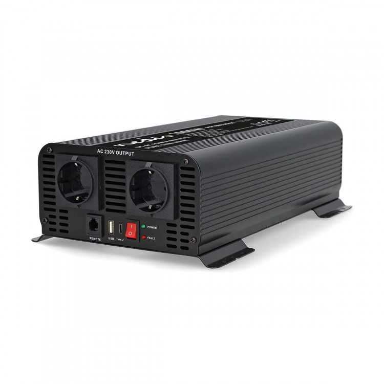 Nedis Power Inverter Pure Sine Wave | Inngangsspenning: 24 V DC | Enhetens strømuttak: Type F (CEE 7/3) / USB-A / 1x USB-C™ | 230 V AC 50 Hz | 1000 W | Topp effekt: 2000 W | Skru Terminal | Pure Sine Wave | Sikring | Sort Nedis Power Inverter Pure Sine Wave | Inngangsspenning: 24 V DC | Enhetens strømuttak: Type F (CEE 7/3) / USB-A / 1x USB-C™ | 230 V AC 50 Hz | 1000 W | Topp effekt: 2000 W | Skru Terminal | Pure Sine Wave | Sikring | Sort
