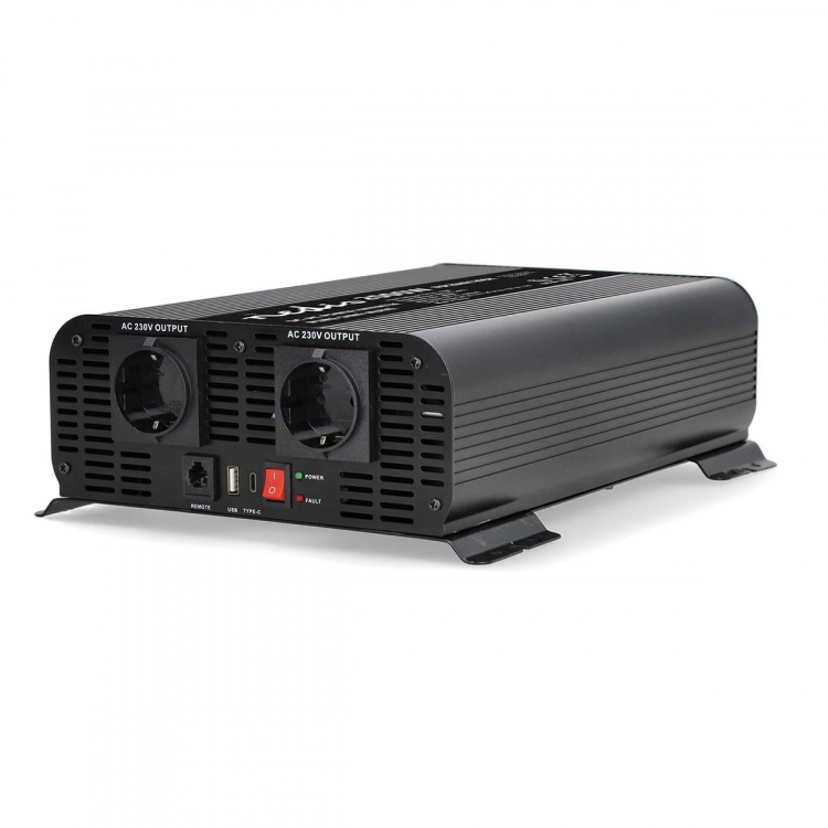 Nedis Power Inverter Pure Sine Wave | Inngangsspenning: 12 V DC | Enhetens strømuttak: Type F (CEE 7/3) / USB-A / 1x USB-C™ | 230 V AC 50 Hz | 2000 W | Topp effekt: 4000 W | Skru Terminal | Pure Sine Wave | Sikring | Sort Nedis Power Inverter Pure Sine Wave | Inngangsspenning: 12 V DC | Enhetens strømuttak: Type F (CEE 7/3) / USB-A / 1x USB-C™ | 230 V AC 50 Hz | 2000 W | Topp effekt: 4000 W | Skru Terminal | Pure Sine Wave | Sikring | Sort