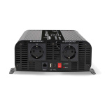 Nedis Power Inverter Pure Sine Wave | Inngangsspenning: 24 V DC | Enhetens strømuttak: Type F (CEE 7/3) / USB-A / 1x USB-C™ | 230 V AC 50 Hz | 2000 W | Topp effekt: 4000 W | Skru Terminal | Pure Sine Wave | Sikring | Sort