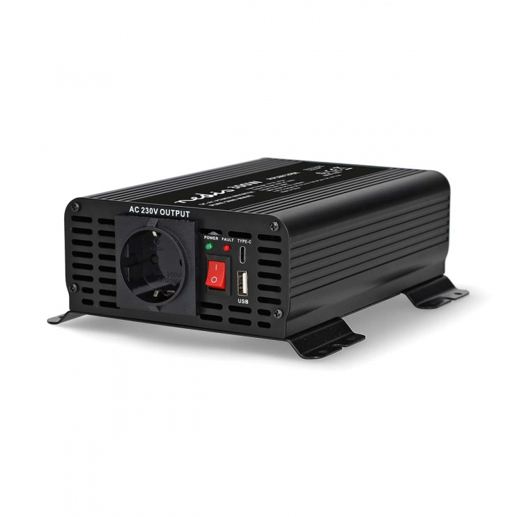 Nedis Power Inverter Pure Sine Wave | Inngangsspenning: 12 V DC | Enhetens strømuttak: Type F (CEE 7/3) / USB-A / 1x USB-C™ | 230 V AC 50 Hz | 300 W | Topp effekt: 600 W | Skru Terminal | Pure Sine Wave | Sikring | Sort Nedis Power Inverter Pure Sine Wave | Inngangsspenning: 12 V DC | Enhetens strømuttak: Type F (CEE 7/3) / USB-A / 1x USB-C™ | 230 V AC 50 Hz | 300 W | Topp effekt: 600 W | Skru Terminal | Pure Sine Wave | Sikring | Sort