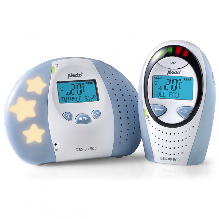 Alecto DBX-88 ECO Full Eco DECT babymonitor med display hvit/blå