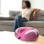 Lenco Bærbar FM-radio, CD- og USB-spiller Rosa Lenco Bærbar FM-radio, CD- og USB-spiller Rosa