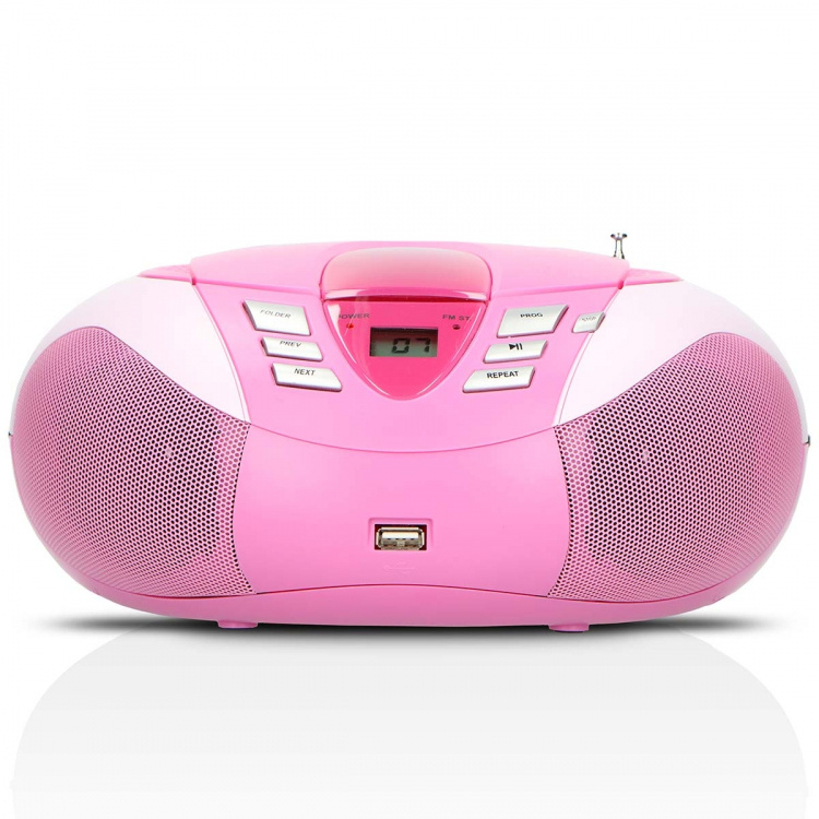 Lenco Bærbar FM-radio, CD- og USB-spiller Rosa Lenco Bærbar FM-radio, CD- og USB-spiller Rosa