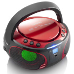 Lenco Bærbar FM-radio CD / MP3 / USB / Bluetooth-spiller® med LED-belysning rød
