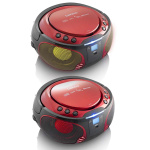 Lenco Bærbar FM-radio CD / MP3 / USB / Bluetooth-spiller® med LED-belysning rød