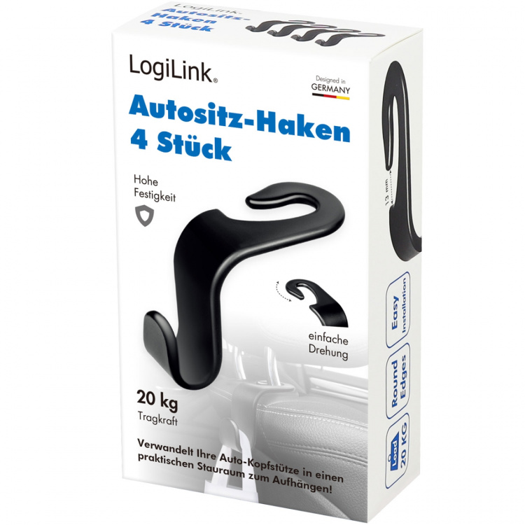 LogiLink Kroker for bilseter maks 20 kg 4-pk