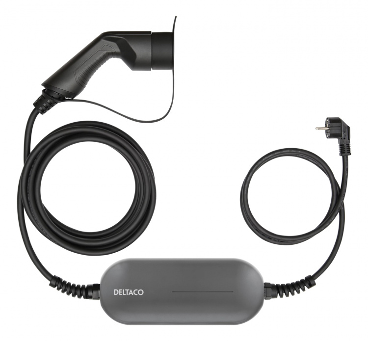 DELTACO e-Charge, cable Mode2, Schuko - type 2, 10A, 1,5+4M