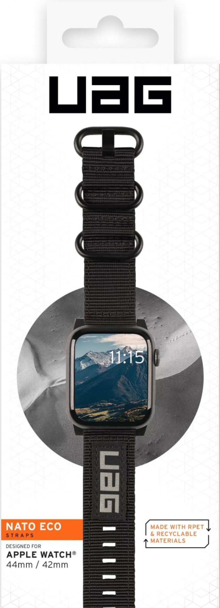 Urban Armor Gear Apple Watch 45/44/42mm Nato Eco Strap, Black