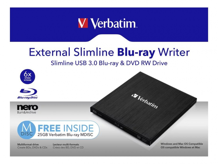 Verbatim Mobil Blu-ray-omskriver USB 3.0