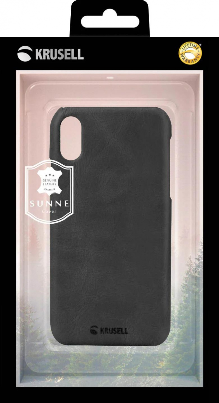 Krusell iPhone XR Sunne Cover Leather, Black