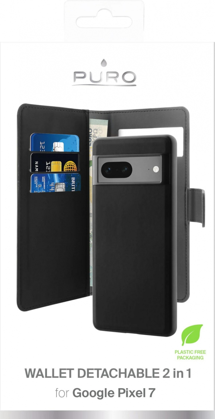 Puro Google Pixel 7 wallet, detachable, black